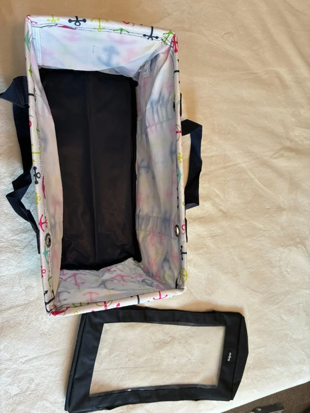 Thirty-One Medium Utility Tote + Top-A-Tote NWT First Mate Anchor Print Retired - Picture 7 of 10